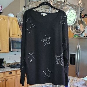 Spende Black Star Studfed Pattern Sweater 1X Super Soft